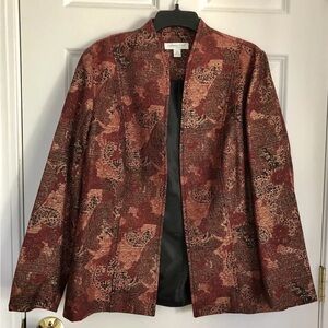 Women’s Jacket COLDWATER CREEK size MEDIUM blazer Metallic Red, Black Tapestry
